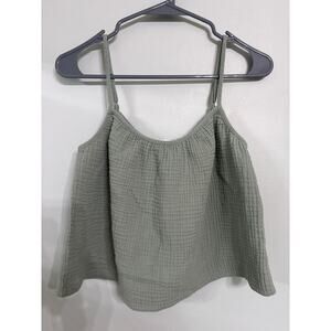 Lush Sage Green Gauze Tank Top | Adjustable Straps | Size M